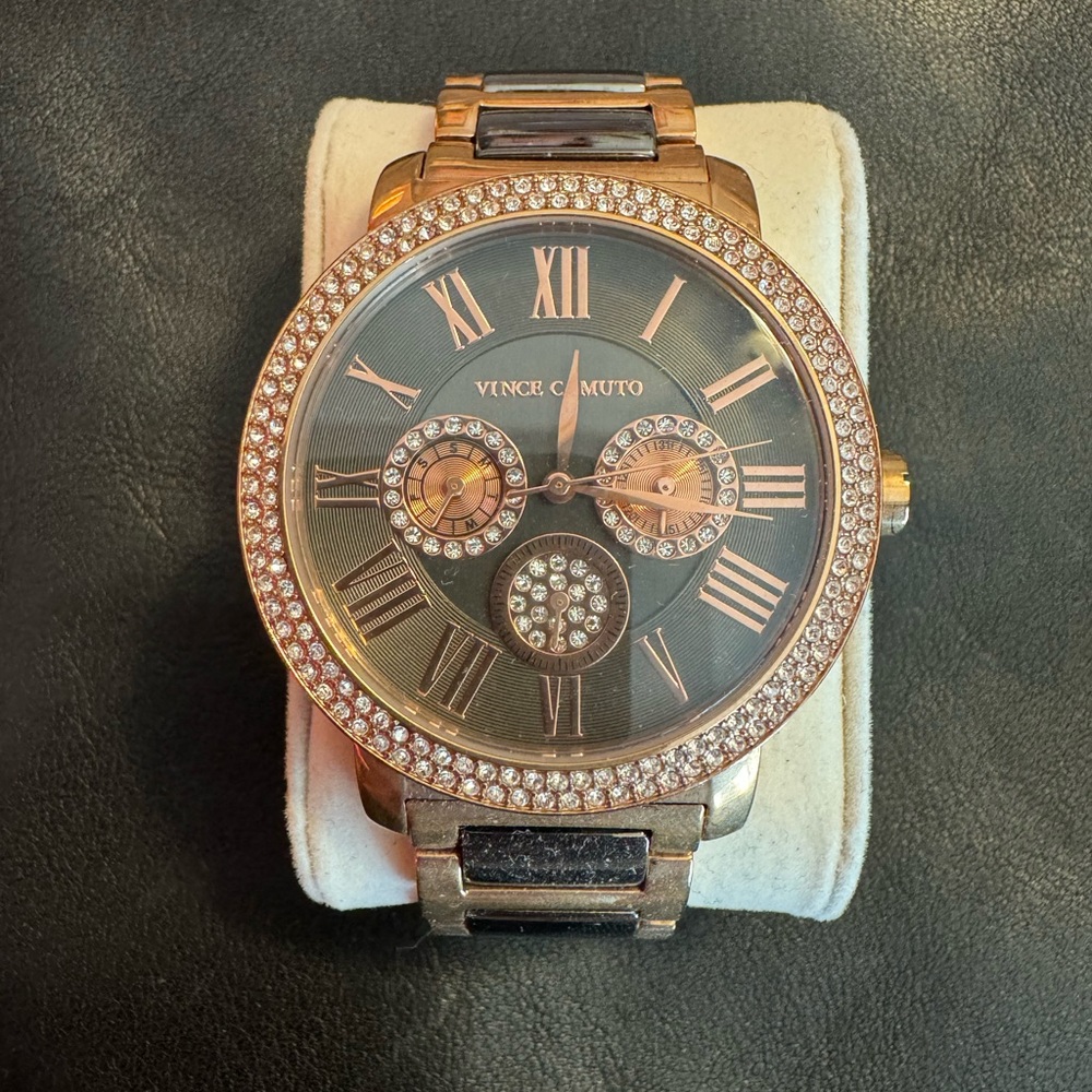 Vince Camuto Watch - Rose Gold & Brown w/ Swarovski Crystals